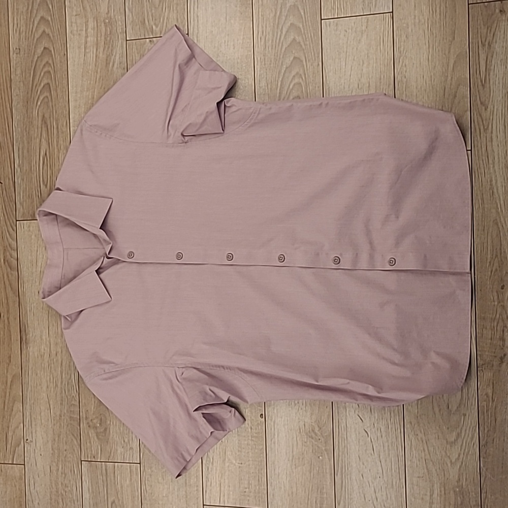 LULULEMON Commission Solid Light Purple Recent Sz Medium Mens Short Sleeve Shirt